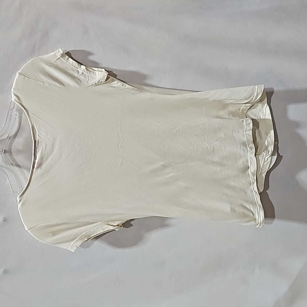 Elle, Cream/White Ruffled Top Sz XS, Short Sleeve Tee, V-Neck, Cap Sleeve - Picture 8 of 8